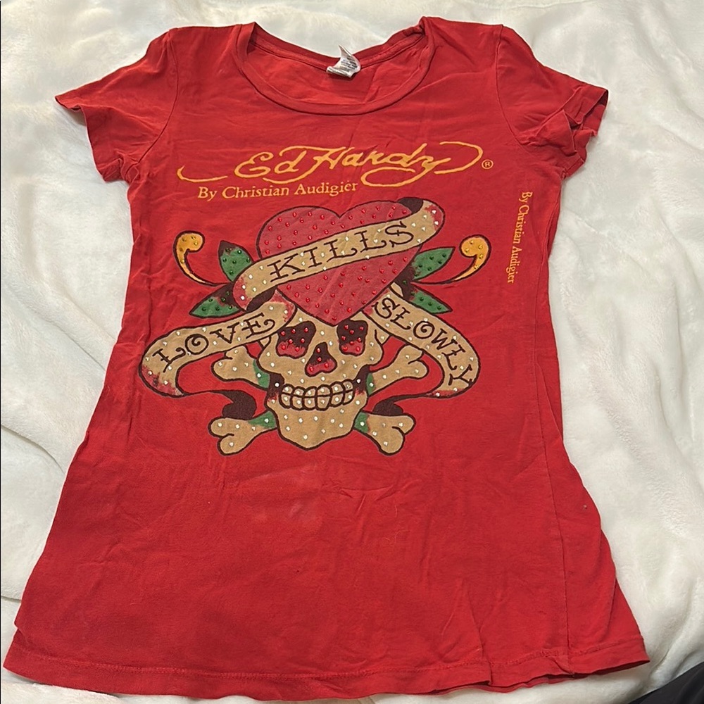 Ed Hardy Red Graphic T-Shirt